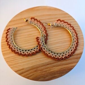 Ink & Alloy Earrings Beaded Hoop Pierced Boho Casual Boutique Brand